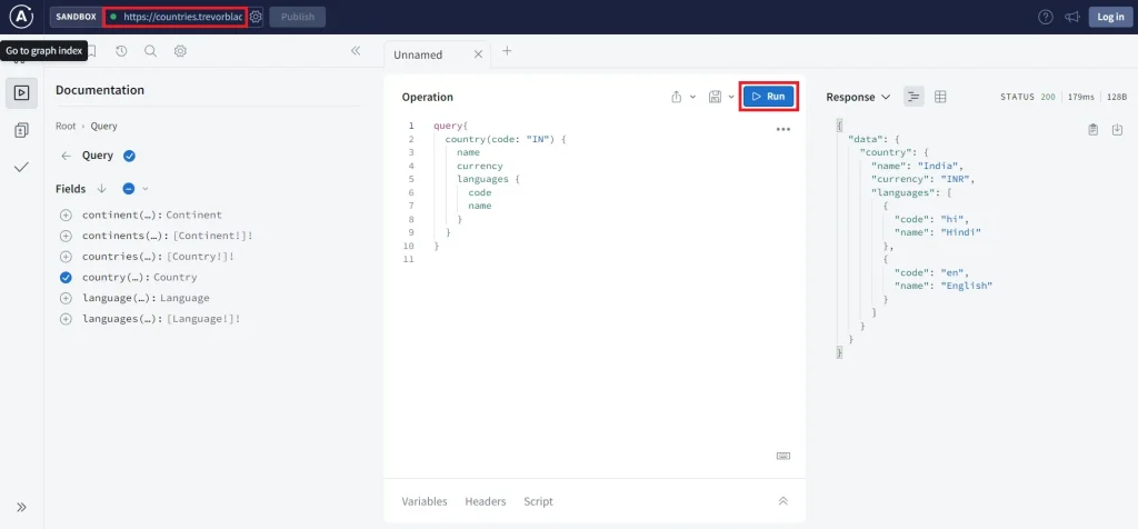 Run Graphql query