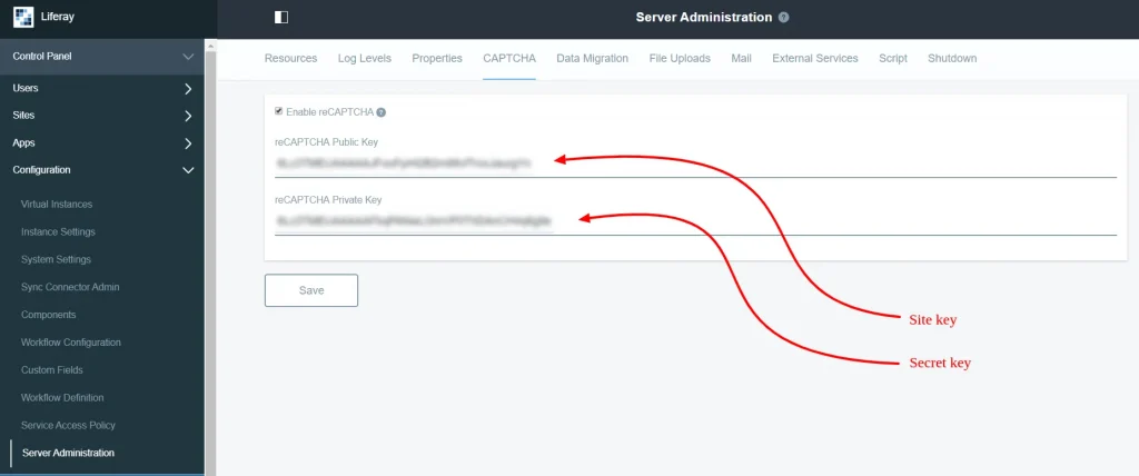 Activate Google reCAPTCHA for Liferay login