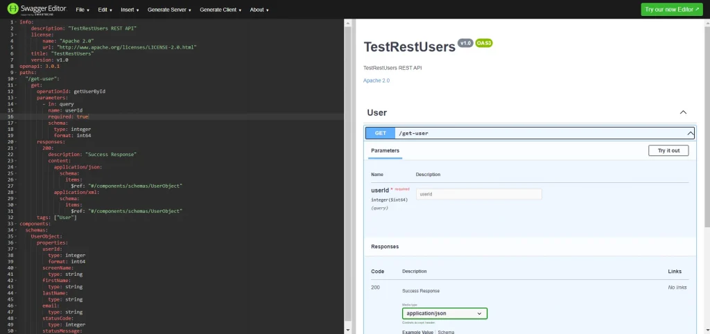 Creating API structure in swagger editor