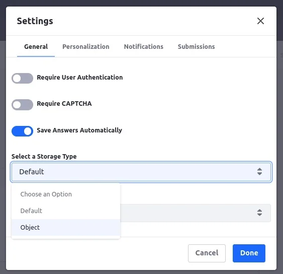 Object as a storage type