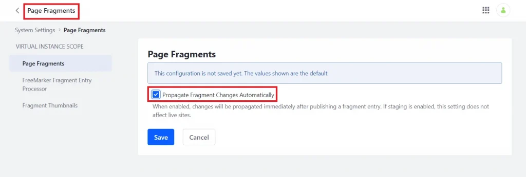 Propagate Fragment configurations